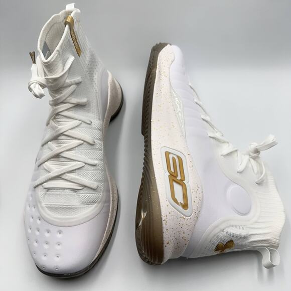 Mens Size 11 Under Armour Basketball Shoes Curry 4 Retro White Gold 1298306-111 main image 5